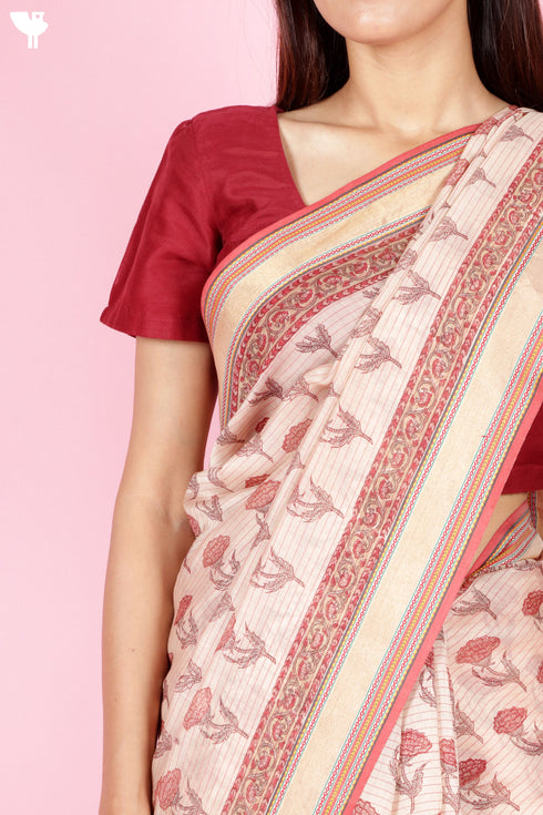 Maheshwari Saree In Block Print
